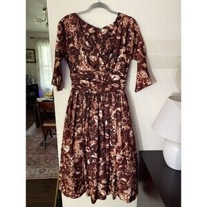 Vintage Carol Craig New York Fit And Flare Autumnal Dress 1950’s Size 14